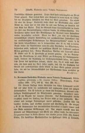 70-71 [Rezension] Zschokke, Hermann, Historia sacra Veteris Testamenti