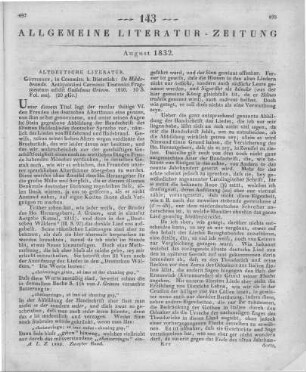De Hildebrando. Antiquissimi carminis teutonici fragmentum. Editit W. Grimm. Göttingen: Dieterich 1830