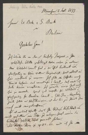 Brief an Musikverlag Ed. Bote und G. Bock (Berlin) : 02.09.1877