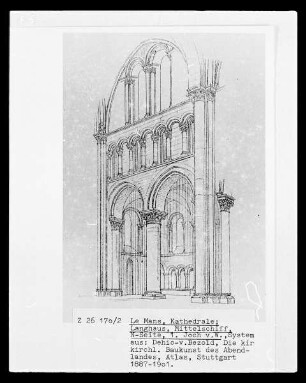 Die Kathedrale Saint-Julien von Le Mans: Mittelschiff, Nordseite, 1. Joch von Westen