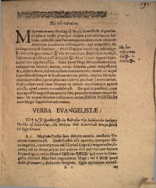 Exercitationem Philologicam Ad Matthaei Cap. II, v. 1. De Magis ... sistunt Praeses M. Balthasar Stolbergius ... & Respondens Christianus Clemmius, Dresdensis ...