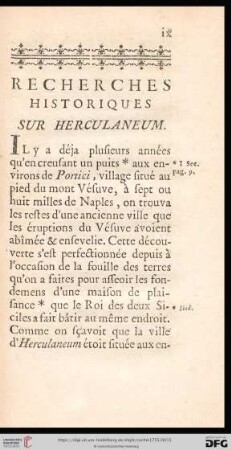 Recherches historiques sur Herculaneum