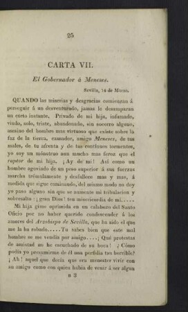Carta VII. El Gobernador á Meneses.