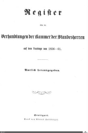 2,4: Landtag Württemberg - Kammer 1, Register 1856-1861