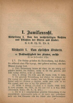 Abtheilung I. Von den wechselseitigen Rechten und Pflichten der Eltern und Kinder.
