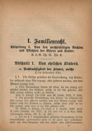 Abtheilung I. Von den wechselseitigen Rechten und Pflichten der Eltern und Kinder.