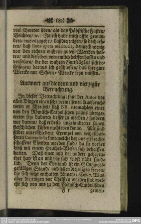 Antwort auf die neun und vierzigste Betrachtung