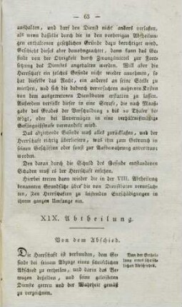 XIX. Abtheilung. Von dem Abschied