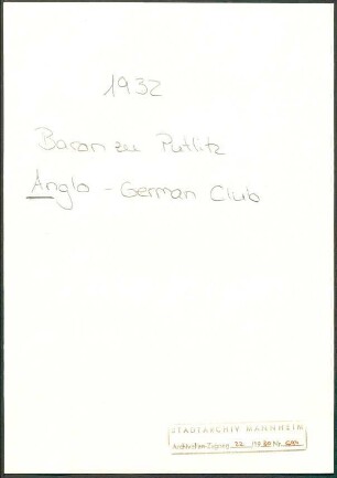 Anglo-German Club, London, Zweigstelle Wiesbaden, Schriftwechsel mit Wichert
