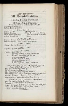 VII. Polizei=Behörden.