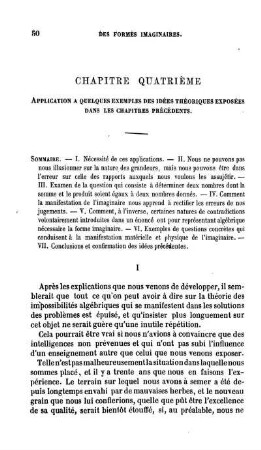 Chapitre IV. Application A Quelques Exemples Des Idées Théoriques Exposées Dans Les Chapitres Précédents.