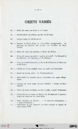 Objets variés (Nr. 63-90)
