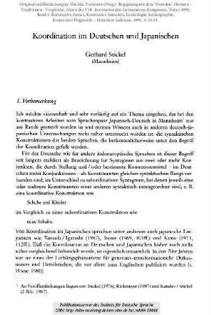 Koordination im Deutschen und Japanischen