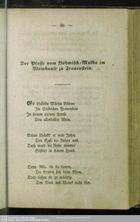 Der Pfaffe vom Böhmisch-Mulda im Weinhause zu Frauenstein