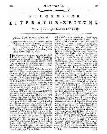[Vogt, Nicolaus]: Ueber die Europäische Republik / [Nicolaus Vogt]. - Frankfurt am Main: Varrentrapp & Wenner [Th. 1]. Der europäischen Republik politisches Sistem. - 1787 [Th.] 2. Der europäischen Republik wirtschaftliches Sistem. - 1788