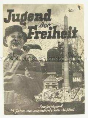 Sonderdruck der kommunistischen Jugendinternationale über den sozialistischen Aufbau in der Sowjetunion