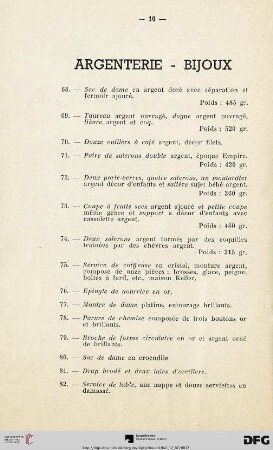 Argenterie - Bijoux (Nr. 68-82)