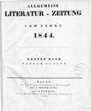 1844: Allgemeine Literatur-Zeitung