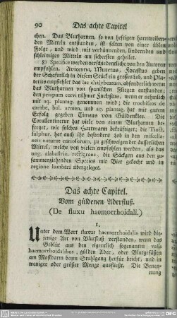 Das achte Capitel. Vom güldenen Aderfluß (De fluxu haemorrhoidali.)