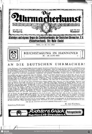 Reichstagung in Hannover, 25. -28. Juni 1922