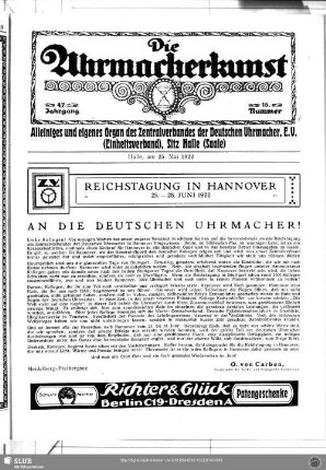 Reichstagung in Hannover, 25. -28. Juni 1922