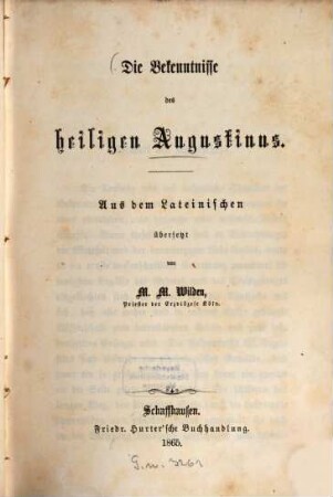 Die Bekenntnisse des heiligen Augustinus