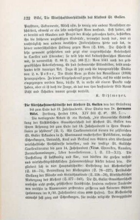 122-123 [Rezension] Bikel, Hermann, Die Wirtschaftsverhältnisse des Klosters St. Gallen