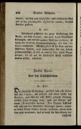 Zweites Capitel. Von den Schlüssenbeinen. § 592-599.