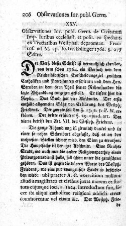 Observationes Iur. publ. Germ. de Civitatum Imp. Iuribus ecclesiast.