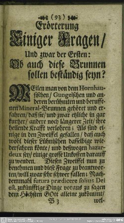 Erörterung Einiger Fragen