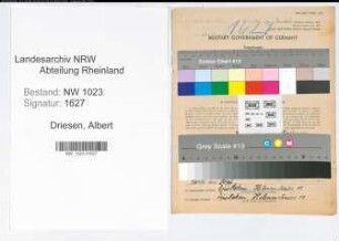Entnazifizierung Albert Driesen , geb. 02.12.1893 (Beamter)