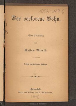 Der verlorene Sohn : eine Erzählung