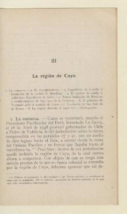 III. La región de Cuyo