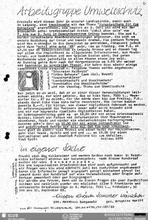 Arbeitsgruppe Umweltschutz