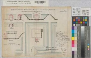 Förde (Lennestadt) Patronenbudenvorräume und Schutzwallstollen der Siegener Dynamitfabrik AG (Schnitt, Ansicht, Grundriß) 1887 1 : 80 33 x 45 kol. Zeichnung Regierung Arnsberg Nr. 1261