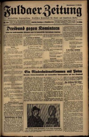 Erste Ausgabe vom Samstag, den 06. November 1937.