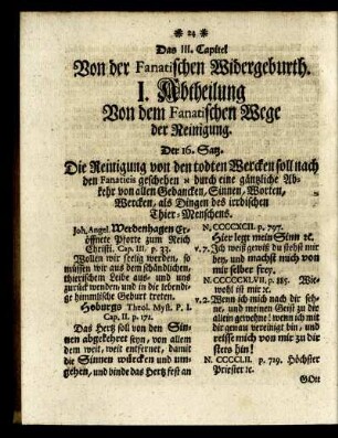 Das III. Capittel Von der Fanatischen Widergeburth.