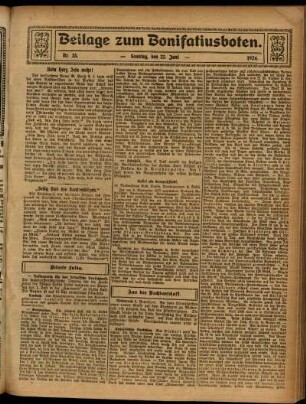 Zweite Ausgabe vom Sonntag, den 22. Juni 1924.