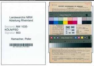 Entnazifizierung Peter Hamacher , geb. 13.01.1920 (Kaufmaennischer Angestellter)
