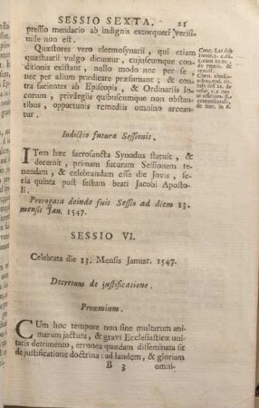 Sessio VI. Celebrata die 13. Mensis Januar. 1547. Decretum de justificatione.