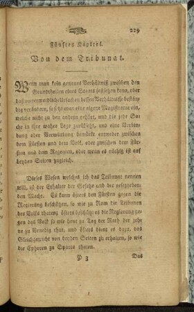 Fünftes Kapitel. Von dem Tribunat. - Sechstes Kapitel. Von der Diktatur.