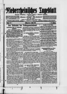 Niederrheinisches Tageblatt : Kempener Volkszeitung : Kempener Zeitung : Lobbericher Tageblatt : Heimatzeitung für den linken Niederrhein