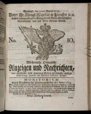 No. 10. Montags, den 10ten Martii, 1755.