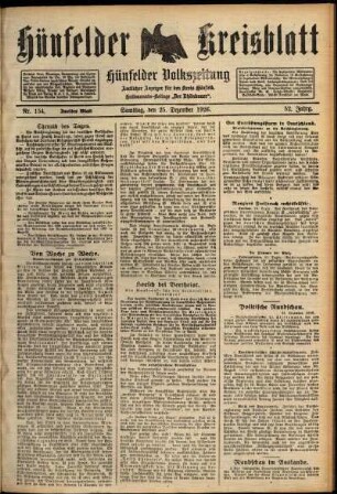 Zweite Ausgabe vom Samstag, den 25. Dezember 1926.