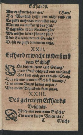 XXII. Eckhard erwacht widerümb vom Schlaff.