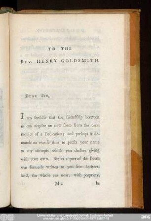 To The Rev. Henry Goldsmith.