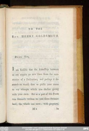 To The Rev. Henry Goldsmith.