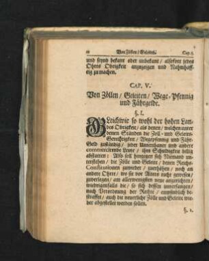 Cap. V. Von Zöllen/ Geleiten/ Wege-Pfennig und Fährgelde.