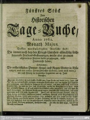 Fünfftes Stück. Monath Majus