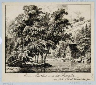 Blick in den Prießnitzgrund mit Wassermühle